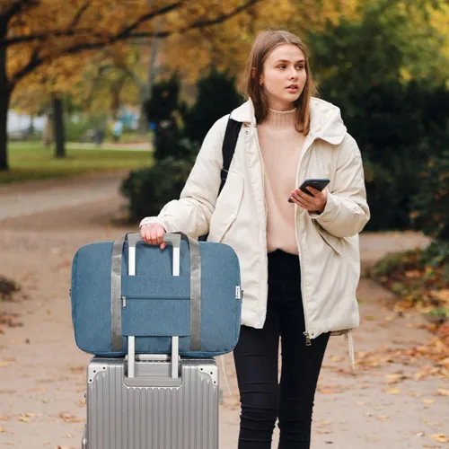 Vista 7 de For Spirit Airlines - Bolsa de viaje plegable de 18 x 14 x 8 pulgadas, bolsa de viaje para llevar en el equipaje durante la noche para mujeres