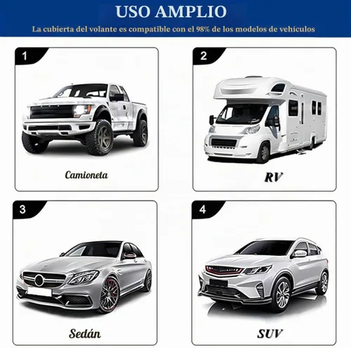 Vista 4 de Funda para volante de automóvil, protector de volante elástico de cuero de microfibra, antideslizante, transpirable, agarre cómodo, universal de 15