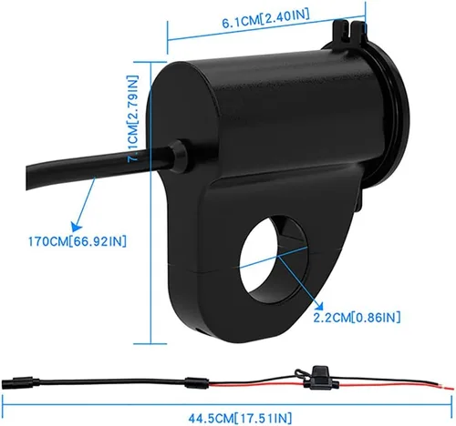 Vista 4 de Riloer Impermeable 12V motocicleta QC3.0 Dual USB cargador puertos adaptador de corriente con voltímetro digital para teléfonos inteligentes