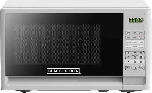 Vista 10 de BLACK+DECKER Horno de microondas compacto de encimera de 700 vatios de 0.7 pies cúbicos con iluminación LED, bloqueo para niños Negro