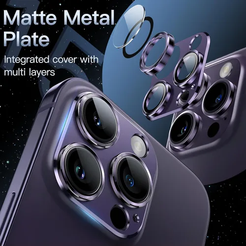 Vista 3 de JETech Protector de lente de cámara para iPhone 14 Pro de 6.1 pulgadas y iPhone 14 Pro Max de 6.7 pulgadas, cubierta de anillo de vidrio templado