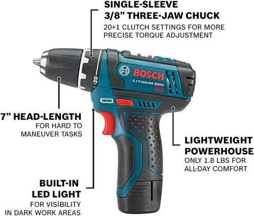 Vista 3 de BOSCH Kit combinado de taladro/destornillador inalámbrico de 12 V Max y destornillador de impacto con sistema de caja personalizada de atornillado