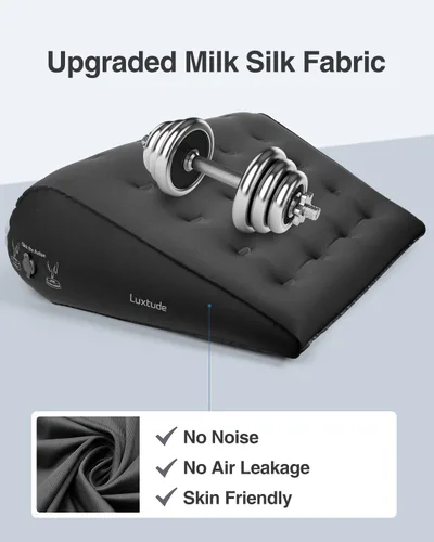 Vista 3 de Luxtude Almohada inflable de cuña para dormir, almohada de cuña de viaje para aliviar el dolor de espalda, soporte de elevación de pierna y rodilla