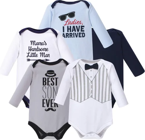 Vista 22 de Hudson Baby baby-boys Cotton Long-sleeve Bodysuits 5-pack