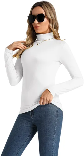 Vista 2 de Camisetas ligeras de cuello alto para mujer, de manga larga, suaves, térmicas