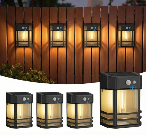 Vista 9 de btfarm Luces solares de pared para exteriores, 3 modos de luces con sensor de movimiento, del anochecer al amanecer, luz impermeable IP65