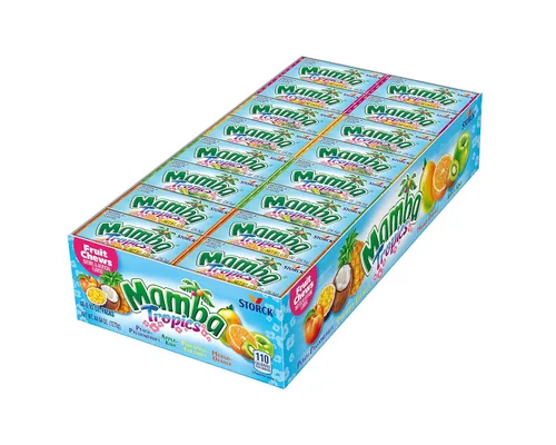 Vista 2 de Mamba Caramelos masticables de frutas – Masticables envueltos individualmente para Halloween, fiestas y aperitivos, paquete variado con fresa