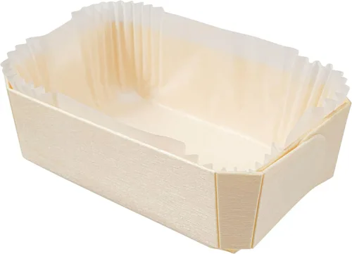 Vista 2 de Restaurantware Taipei - Moldes de madera para hornear de 17 onzas, 100 moldes desechables listos para horno, con forros de papel, recipientes