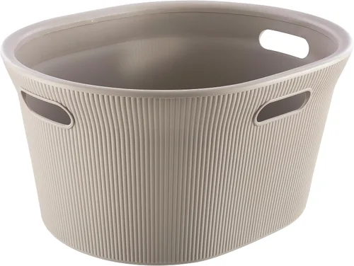 Vista 31 de Superio Colección acanalada - Cesto decorativo de plástico para ropa sucia con tapa y asas recortadas, azul (1 paquete) Organizador de cesta