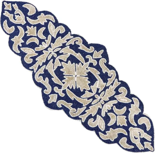 Vista 17 de CLEENTABLE Camino de mesa decorativo con cuentas de 36 pulgadas, diseño floral hecho a mano con respaldo de poliéster duradero para comedor, mesa
