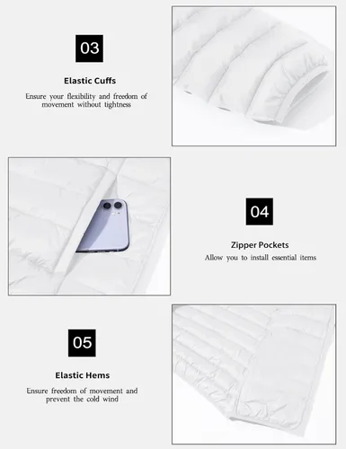 Vista 6 de MAGCOMSEN Chaqueta acolchada ligera con capucha para hombre, con cremallera completa, resistente al agua, acolchada, con forro