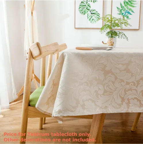 Vista 6 de Tektrum Mantel rectangular de damasco jacquard de 60 x 84 pulgadas, resistente al agua, a prueba de derrames, resistente a las manchas, sin arrugas