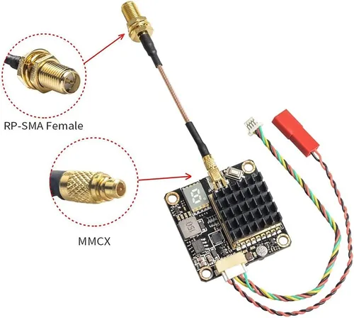Vista 5 de Transmisor conmutable de largo alcance FPV VTX PIT/250/500/1000/2000mW de largo alcance compatible con configuración OSD utilizando audio