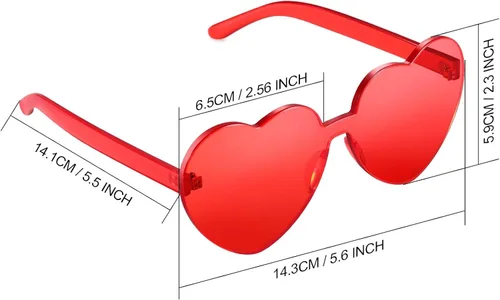 Vista 2 de Maxdot - Lentes de sol transparentes sin marco con forma de corazón para fiestas