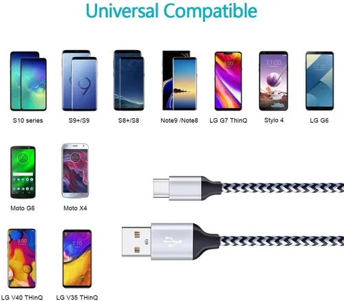 Vista 8 de Cable de carga para Galaxy S26 C de carga rápida, paquete de 5 cables de automóvil USB C de 6 pies para Android, compatible con Samsung Galaxy S26