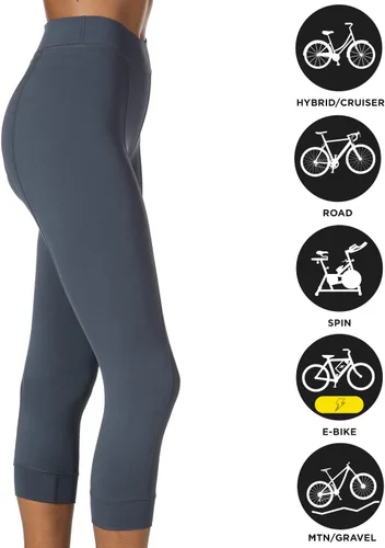 Vista 4 de Terry Cycling Knickers, Actif Bike Knickers Womens Cycling Capris with Padding 34 Length Padded Leggings Bike Chamois