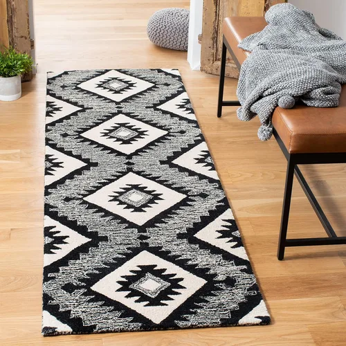 Vista 8 de SAFAVIEH Aspen Collection - Alfombra decorativa de 2 x 3 pies, carbón y negro, lana hecha a mano, ideal para zonas de alto tráfico en entrada, sala