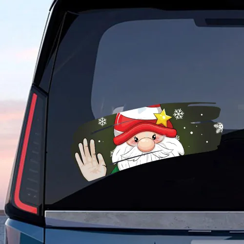 Vista 59 de Pegatina Navideña de Papá Noel Asomado, Lindas Pegatinas de Venado y Muñeco de Nieve para Ventana, Adhesivos para Parachoques de Coche, Adornos