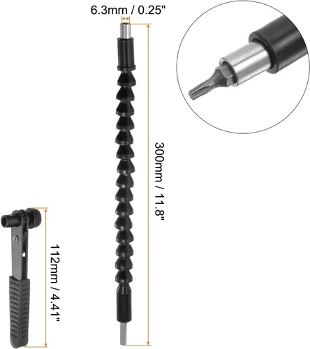 Vista 2 de uxcell Kit de extensión de broca flexible, juego de 24 puntas de destornillador de vástago hexagonal de 1/4 pulgadas, herramientas de mango con eje