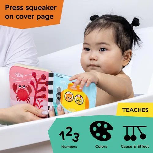 Vista 5 de Baby Einstein Ocean Explorers Opus Bath Pals - Juego de regalo de 11 piezas, libro de baño impermeable, tazas de baño, juguetes de baño