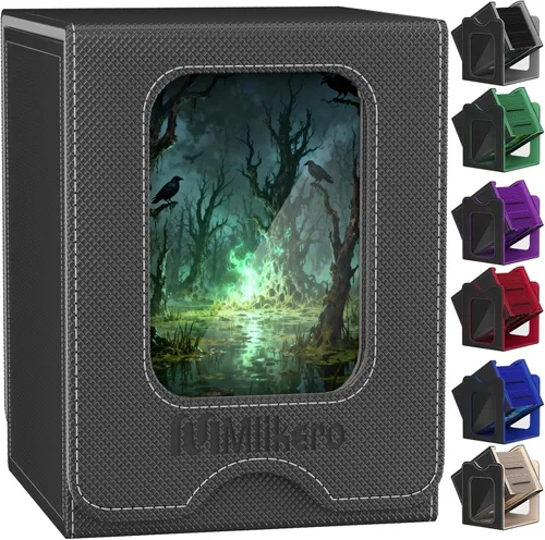 Vista 12 de Mlikero Paquete de 2 cajas de cartas Commander con capacidad para más de 200 tarjetas de una sola funda con 2 divisores, caja magnética de cuero