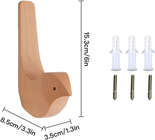 Vista 2 de Ganchos de pared de pájaros de grano de madera, ganchos para colgar en la pared, paquete de 3