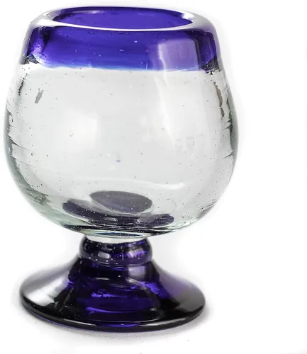 Vista 9 de Auténticos vasos de chupito de tequila mexicano soplados a mano - Juego de 4-2 oz - Mini snifters de vidrio - Base pesada - Coñac