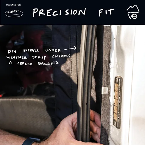 Vista 4 de VanEssential Rejilla completa de malla para puerta trasera, diseñada para furgonetas Ford Transit con techo medio SÓLO - Cierre con cremallera