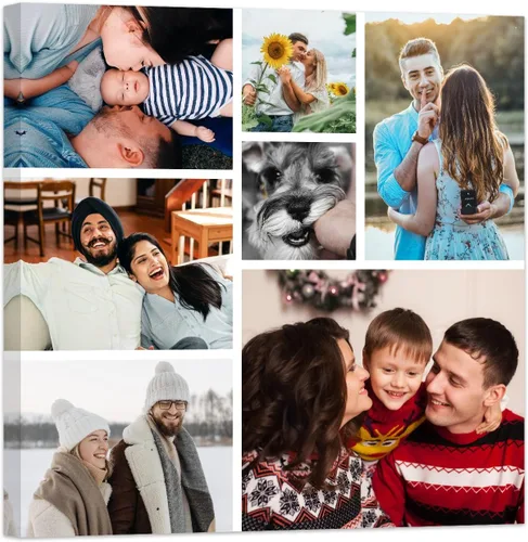 Vista 17 de ZXHYWYM Imágenes en lienzo, collage personalizado de 9 fotos, collage personalizado con texto para subir imágenes al lienzo, tu familia, perro