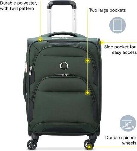 Vista 2 de DELSEY PARIS Sky Max 2.0 Softside - Maleta expandible con ruedas giratorias, Verde, Delsey Paris Sky Max 2.0 Softside - Juego de 2 maletas