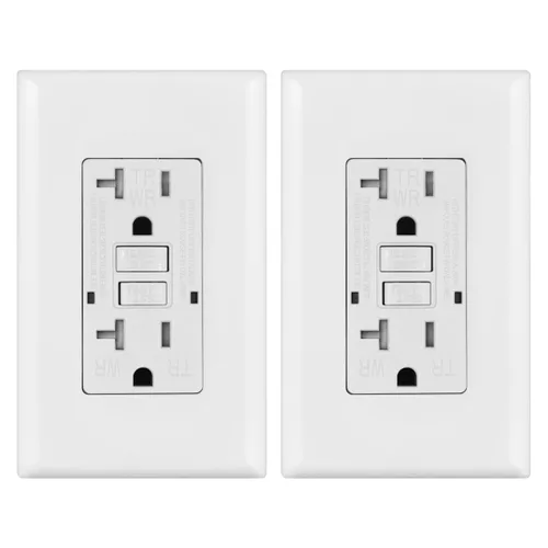 Vista 28 de Micmi Toma GFCI WR negra resistente a la intemperie, resistente a manipulaciones, receptáculo TR con indicador LED, placa de pared sin tornillos