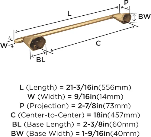 Vista 6 de Amerock BH36043CZ Toallero de bronce champán Toallero de 18 pulgadas (17.992 in) San Vicente Toallero de baño Accesorios de baño