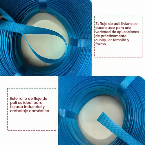 Vista 5 de Kit de flejado de bandas de embalaje de plástico, correas de polipropileno de 1/2 "x 500' y 100 hebillas, azul Correas de polipropileno de 1/2" x