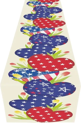 Vista 3 de GLENLCWE Camino de mesa con la bandera de Estados Unidos, Día de la Independencia de Estados Unidos, patriótico para fiestas, sala de estar, cocina