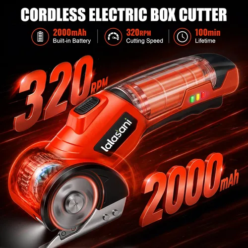Vista 2 de Cortador de caja eléctrico inalámbrico para cartón, tijeras automáticas Rojo