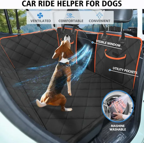 Vista 7 de Funda de asiento trasero para perro, hamaca para perro de fondo duro para automóvil, impermeable, suave, extensor de cama de viaje, soporta 400