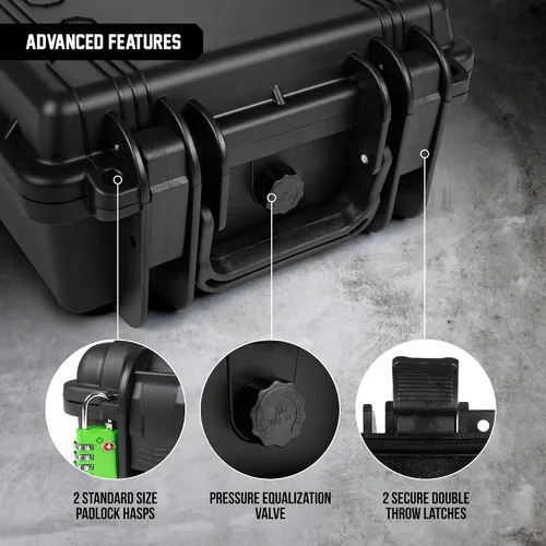 Vista 2 de Durabox Estuche Resistente a Todas Las Condiciones Climáticas 10 x 9 x 5” - Estuche de Viaje con Carcasa Rígida Aprobada por la TSA con Espuma