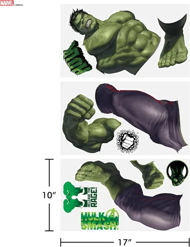 Vista 7 de Wall Palz Marvel Incredible Hulk Calcomanías de Pared - 29" Realidad Aumentada Vengadores Hulk Decoración de Pared para Dormitorio Calcomanías