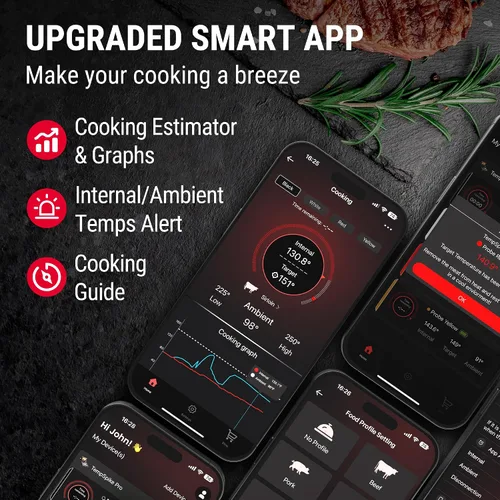 Vista 8 de TempSpike Termómetro digital inalámbrico para carne con aplicación, WiFi y Bluetooth para parrilla de barbacoa con alta precisión, sondas