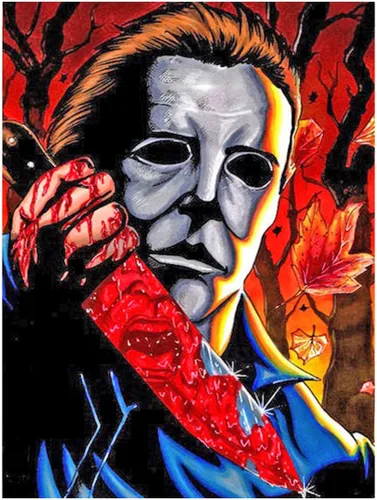 Vista 10 de Bysincy Kits de pintura de diamantes 5D para adultos, arte de diamantes de Halloween, pintura de diamantes de terror bricolaje, taladro redondo