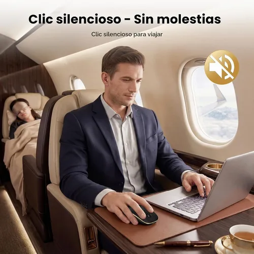 Vista 6 de TECKNET Ratón inalámbrico, recargable delgado, portátil, silencioso con receptor USB de 2.4 GHz, silencioso y ligero, batería de larga duración