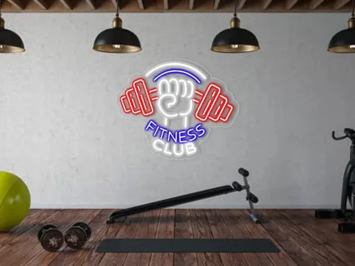 Vista 4 de Letrero de neón con barra de luces LED de neón para decoración de gimnasio, gimnasio, sala de entrenamiento, centro de fitness, club deportivo