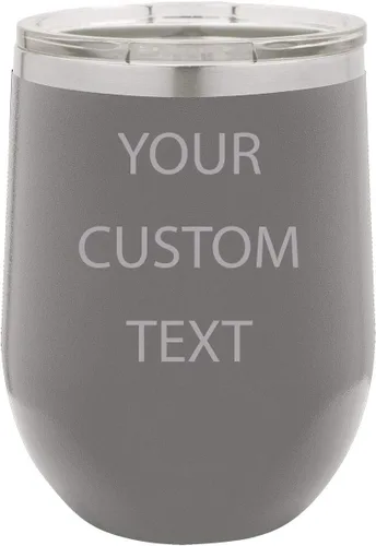 Vista 4 de Vaso de vino aislado de acero inoxidable personalizado personalizado de 12 oz (negro)