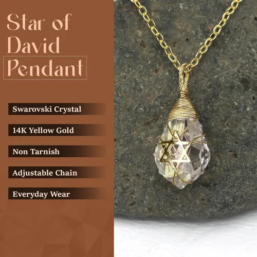 Vista 4 de Collar de estrella de David para mujeres y hombres, collar de estrella judía relleno de oro de 14 quilates, collar de Israel