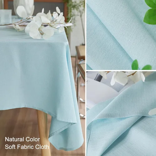 Vista 4 de AUSSPVOCT 2 manteles de lino texturizado para mesa rectangular, 52 x 70 pulgadas, mantel rectangular impermeable, lavable, tela para mesa