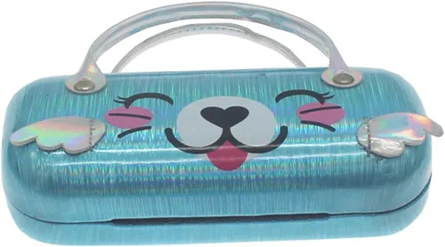 Vista 5 de Estuche para lentes para niños, niñas, niños, bolsa para gafas, unicornio, deslumbrante, brillante, carcasa rígida con asa