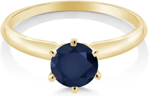 Vista 39 de Anillo de compromiso solitario con piedra preciosa redonda de oro amarillo de 14 quilates de 0.236 in para mujer Ajuste clásico de 6 puntas