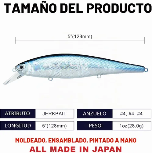 Vista 2 de LUCKY CRAFT Pointer 128SP, Señuelo de Pesca de Lubina de Lago de Agua Dulce, Jerkbait, Suspendido, Aparejos de Pesca, Accesorios de Pesca, Equipo