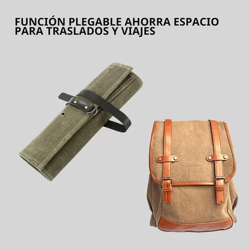 Vista 5 de Estuche para cuchillos de lona, bolsa de 9 cuchillos de bolsillo, Portavasos para cubiertos, Verde militar