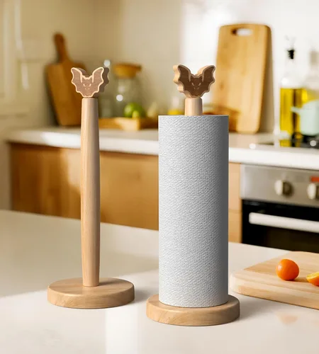 Vista 7 de KitchLife Lindo soporte de madera para toallas de papel para encimera, organizador de soporte dispensador de toallas de papel sólido independiente